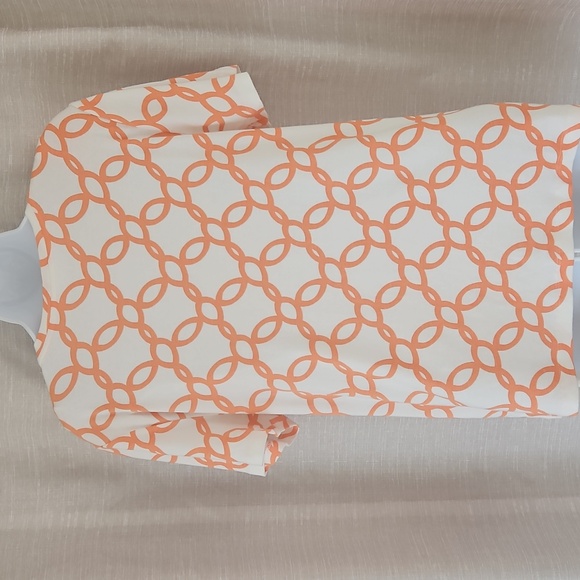 Chico's White and Orange Chain Print Tee Sz 2 - Picture 3 of 4
